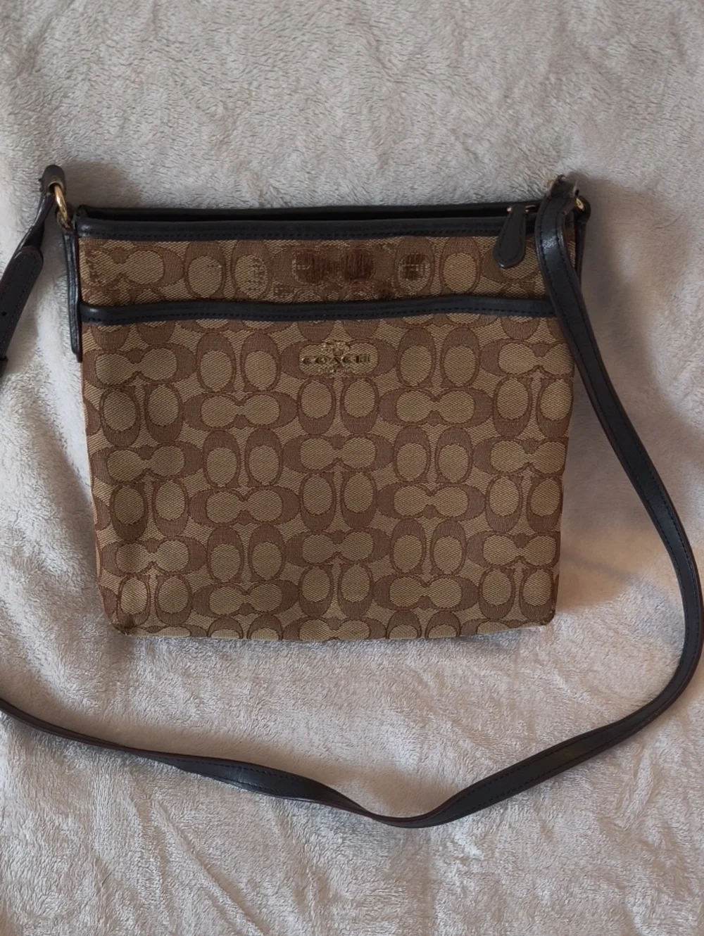 Coach Tan/Brown Signature Canvas Crossbody Bag